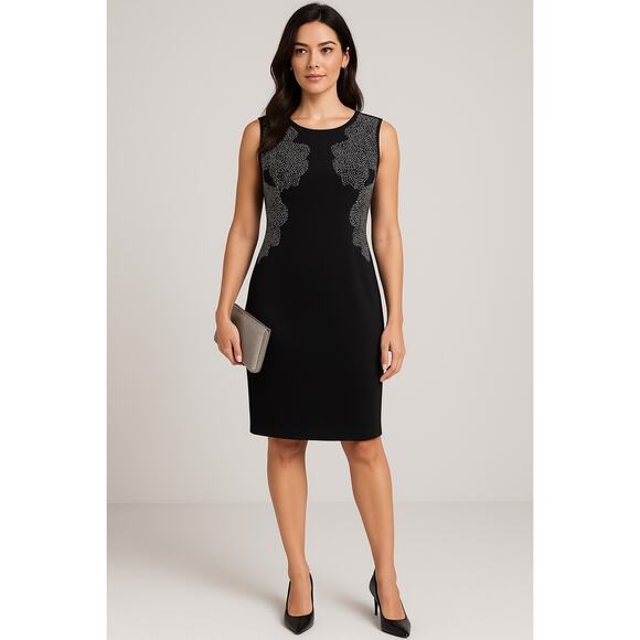 Calvin Klein Dresses & Skirts - Calvin Klein Black Silver Studded Fitted Dress 16